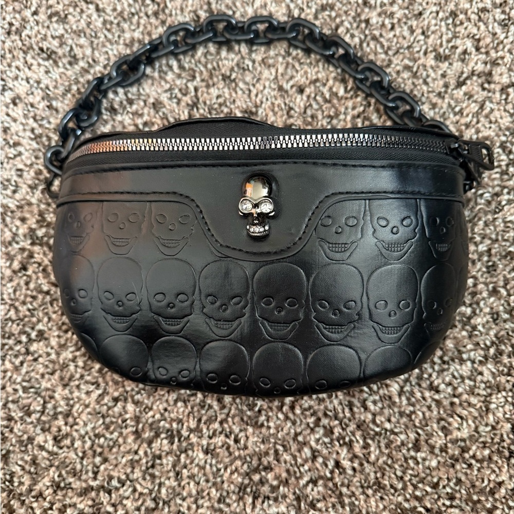 Black Skull Embossed Women's Bag